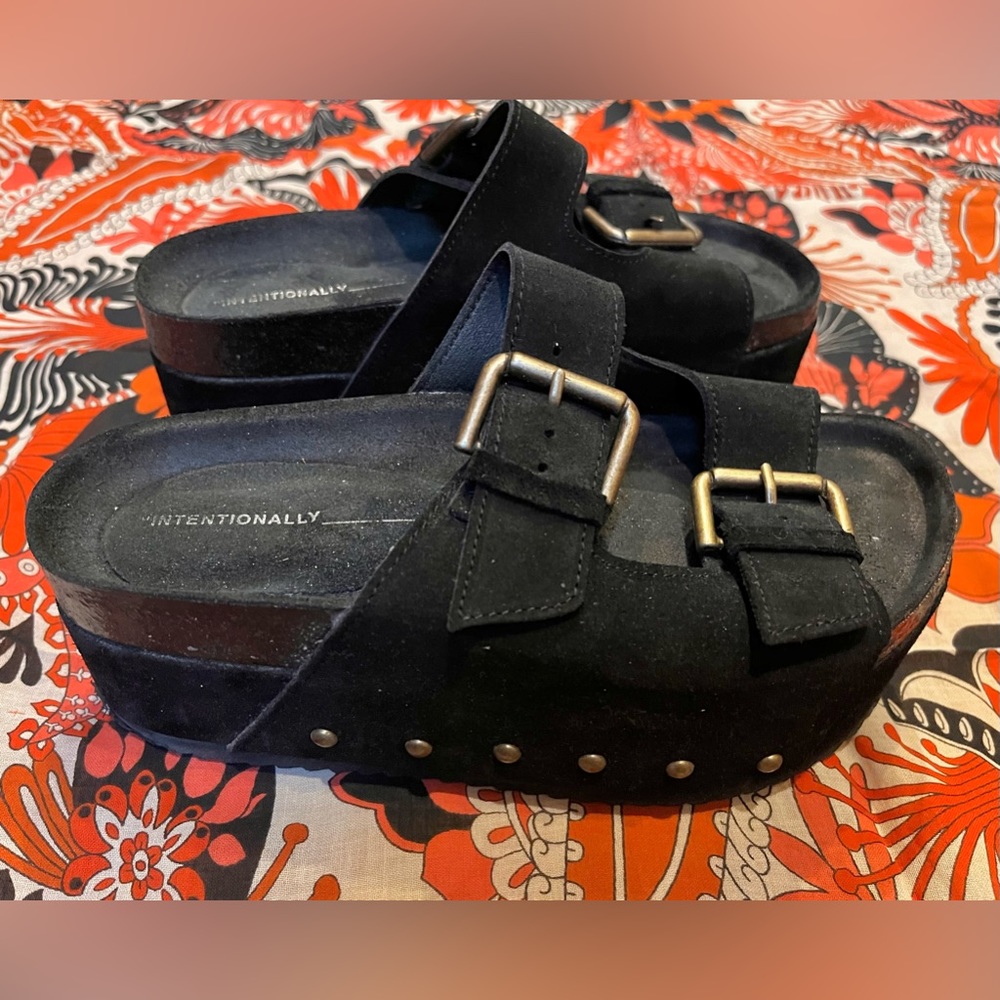 Free People Rule Breaker Black Flatform Sandals / Intentionally Blank / Size 6